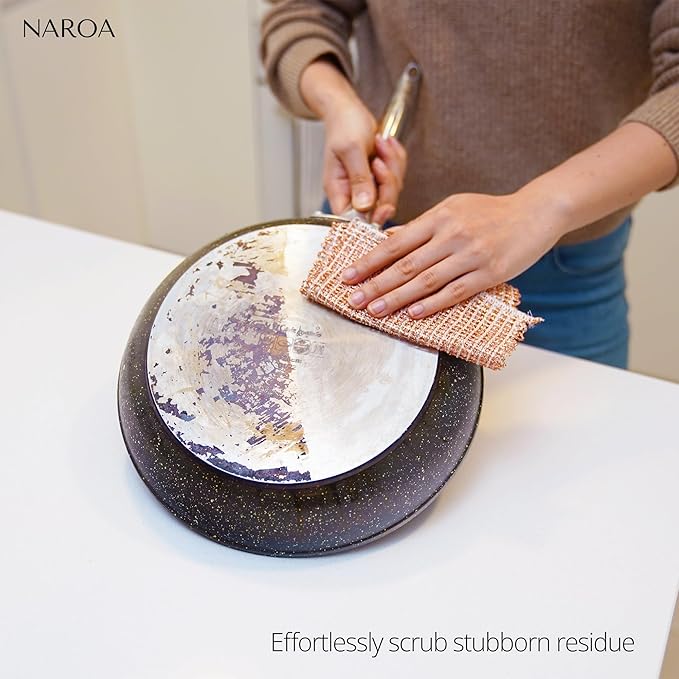Naroa Copper Scrubbing Pads 3 Pack | 2-Ply Non-Abrasive Metal Mesh Scrubber | Reusable Copper Cleaning Cloth for Stainless Steel, Pots, Pans, Cast Iron | Kitchen Supplies Dishwashing Tools