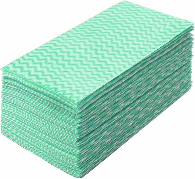 Disposable Dish Cloths Disposable Cleaning Towels Heavy Duty Reusable Cleaning Cloths Dish Rags for Kitchen,11.8 x 21 inches - 50 Counts/Pack,Green