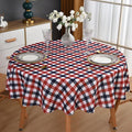 Waterproof Plaid Tablecloth Fabric - Round 120 Inch Classic Gingham Checker Table Cloth for Indoor/Outdoor Use - Buffalo Table Cover for Picnics, BBQs, and Parties