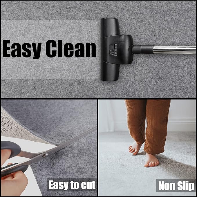 Non Slip Rug Pad Grippers - 5x7, 1/4" Thick, Felt + Rubber Double Layers Area Carpet Mat Tap, Provides Protection and Cushioning for Hardwood or Tile Floors