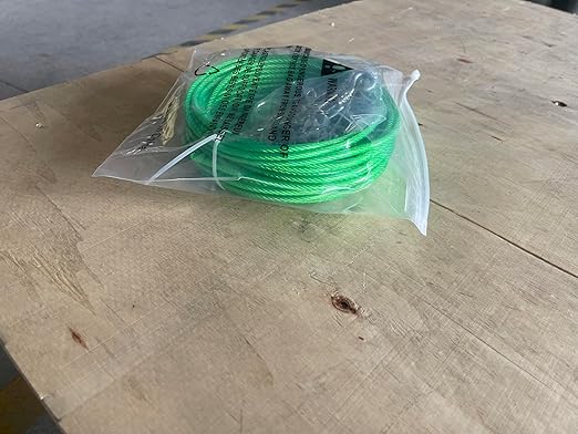 3/16" Wire Rope, 100 Ft PVC Coated Wire Cable Metal Steel Cable Trellis Kit, Multi-use Clothes Line Cable for T Post/Climbing Grapevines Plants Outdoor/String Light Hanging Kit