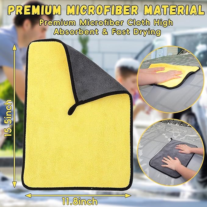 144'' Long Extendable Handle Car RV Wash Brush Kits with Collapsible Bucket, RV, Truck Washing Kit with Extension Pole - Microfiber Car Mop, Bristles Washing Brush, Squeegee Mitt, RV-Wash Cleaning Kit