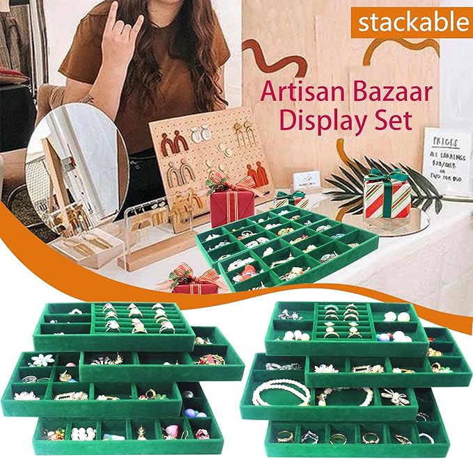 Jewelry Trays Organizer Set of 8 Stackable Jewellry Organizer Trays for Drawers Jewelryy Display Necklace Earring Bracelet
