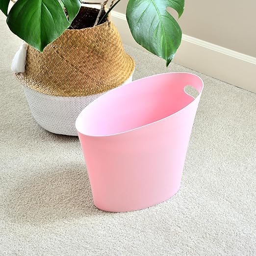 Youngever 2 Gallon Slim Trash Can, Plastic Garbage Container Bin, Small Trash Bin with Handles for Home Office, Living Room, Study Room, Kitchen, Bathroom (2 Pack) (Pink)