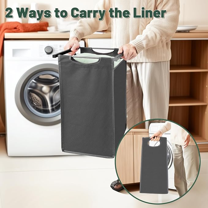 Laundry Hamper, Laundry Sorter with 4 Pull-Out Removable Oxford Fabric Bags Cloth Laundry Basket 4 x 10 Gallons (Grey and Charcoal Black)