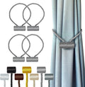 Hion Magnetic Curtain Tiebacks Grey 4 Pack, Curtain Tiebacks Buckles Holdbacks Holders Hooks Clip for Home Bedroom Office Decorative Thick or Thin Curtain