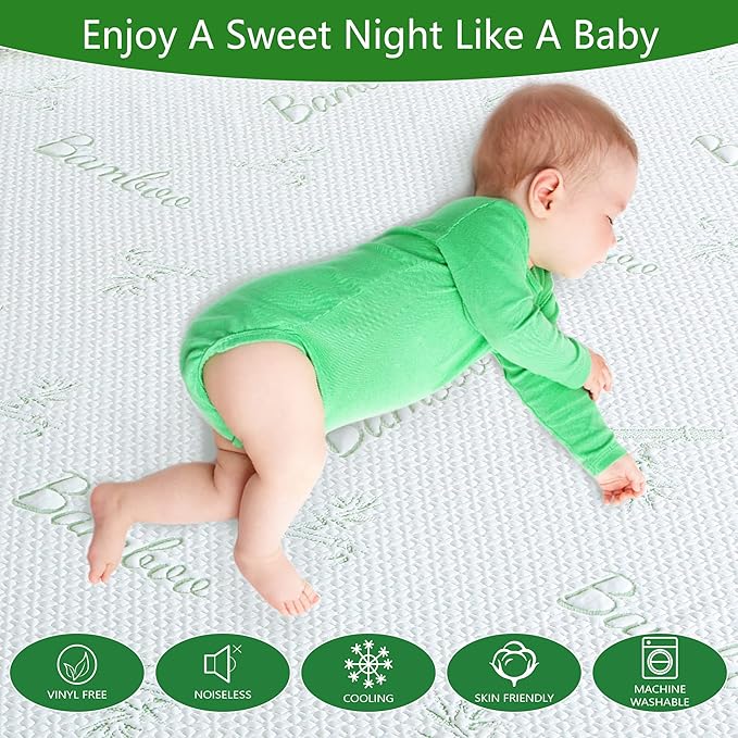 GOONIK California King Mattress Protector, Breathable Bamboo Viscose Waterproof Cal King Mattress Pad Cover with 6-18 inches Deep Pocket