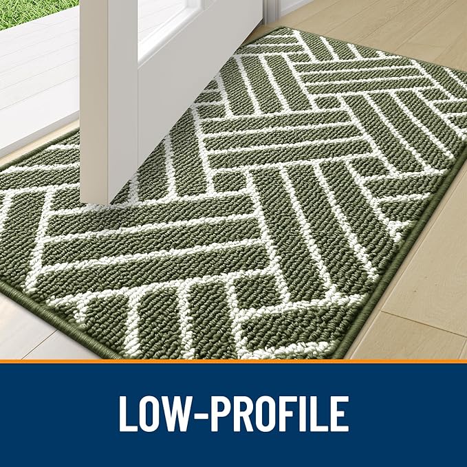 OLANLY Indoor Door Mat, 36x24 Inch, Dirt Resistant and Absorbent, Non-Slip Rubber Backing Floor Mats, Easy Clean Low-Profile Doormat for Entryway, Front Door, and Inside Entrance, Green