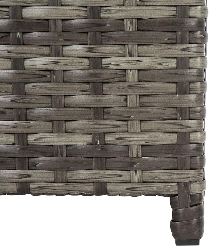 SAFAVIEH Outdoor Collection Mazeli Grey Brown Woven Swing Top Dome Lid Trash Bin (Fully Assembled) PAT7511C