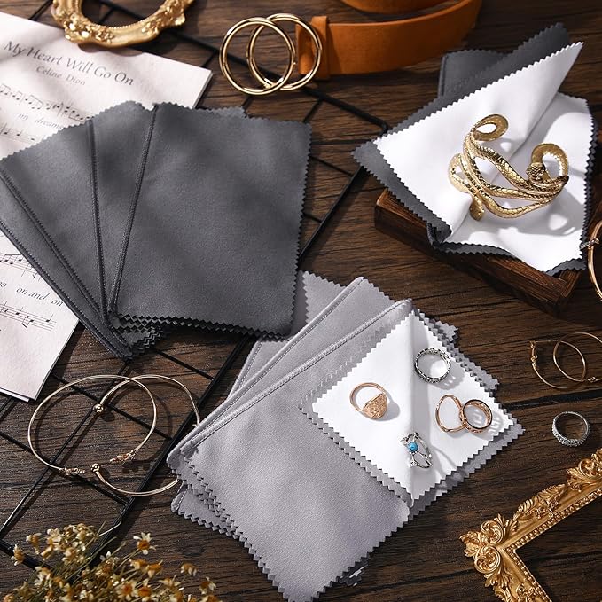 Breling 20 Pcs Silver Jewelry Polishing Cloths 6 x 8 inches Jewelry Cleaning Cloth Sterling Polish Cloths for Jewelry