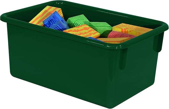 Wood Designs Cubby Storage Bin, Heavy Duty Plastic Containers for Kids Green Cubby Tray Set of 20