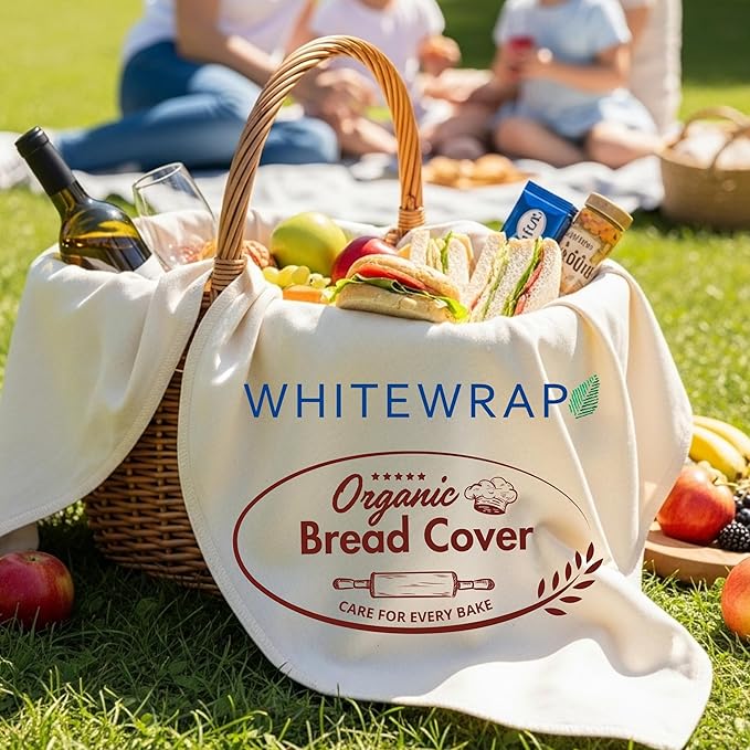 WHITEWRAP Flour Sack Towels for Bread Dough Proofing – 100% Unbleached Cotton, Thick Reusable Baking Cloth – 28"x28" Large Tea Towels for Baguettes, Ciabatta, Pastries – 3 Pack