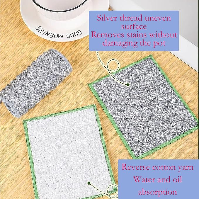 New Scratch-Resistant Multi-Functional Metal Wire Dish Cloth, Double-Sided for Wet and Dry use, Suitable for Washing Dishes, cookware, Sinks, stoves, and Kitchen Cleaning. (5PCS)
