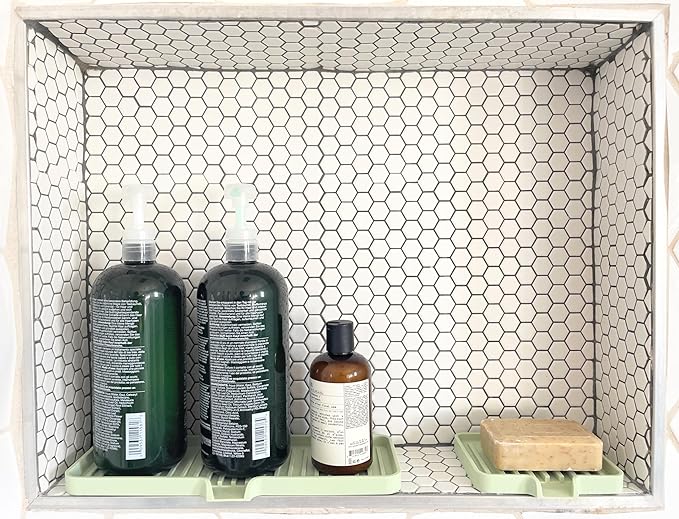 Happitasa Silicone Soap Dish Tray and Sponge Holder with Drain Chute, Pack of 2 | Bathroom and Kitchen Sink Organizer Caddy (Pale Yellow, 5.2"x4", 7.2 Ounces)