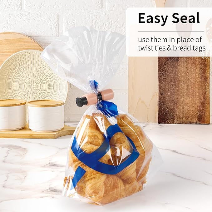 10 Pack Squeeze and Lock Bread Bag Clips, Bread Clips Resuable, Bag Clip for Food Storage, Sturdy Bread Cilp, Heavy Plastic, Handy Bags Cinch, Easy to Use with Bags Closures, 10 Colors