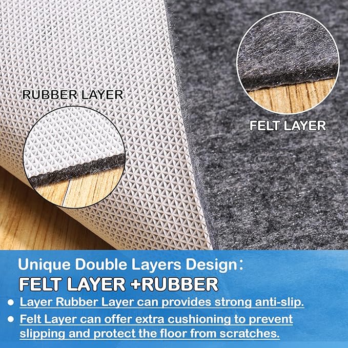 Non-Slip Rug Pads 1/4” Thick, 10x14Ft Waterproof Rugs Non Skid Rug Pad for All Floors and Finishes Durable Hardwood Floor Protective Felt Keeps Rugs in Place, Safe and Secure