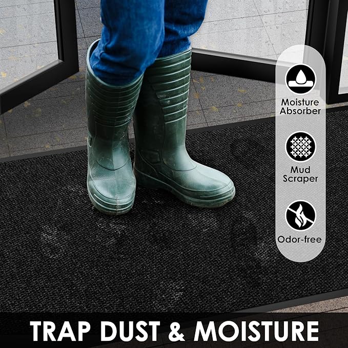 4′ x 45′ Front Door Mat Indoor Outdoor Entrance, Commercial Floor Mat Heavy Duty Dirt Trapper Entryway Doormat, Custom Size Non Slip Rubber Backing Welcome mat, Door Mat for High Traffic Area