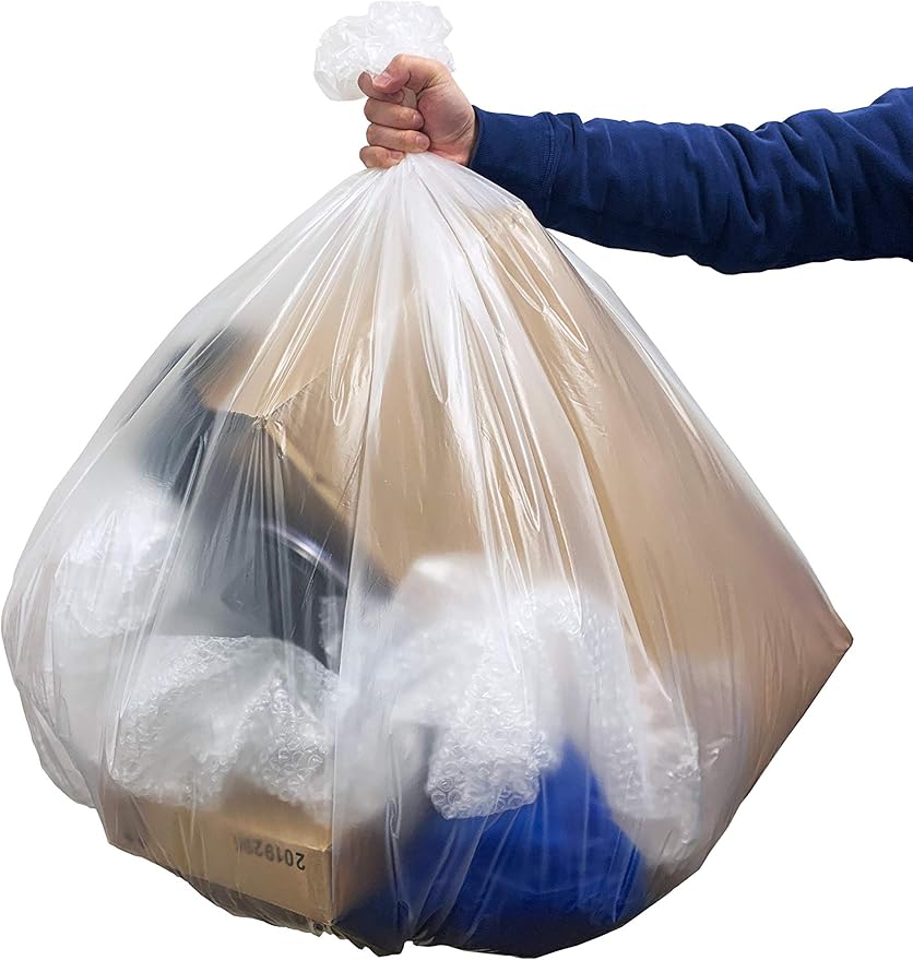 Reli. SuperValue 65 Gallon Trash Bags | 60 Count | Made in USA | Heavy Duty | Clear Multi-Use Garbage Bags