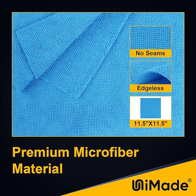 Shop Towels Rags, 150 Pack Reusable Shop Rags Bulk Microfiber Cleaning Cloth Lint Free Cleaning Towels for Car Kitchen Automotive Bar Mechanic Restaurant Garage, 11.5"x 11.5", Blue
