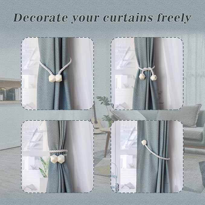 Hion Magnetic Curtain Tiebacks Golden 6 Pack, Curtain Tiebacks Buckles Holdbacks Holders Hooks Clip for Home Bedroom Office Decorative Thick or Thin Curtain