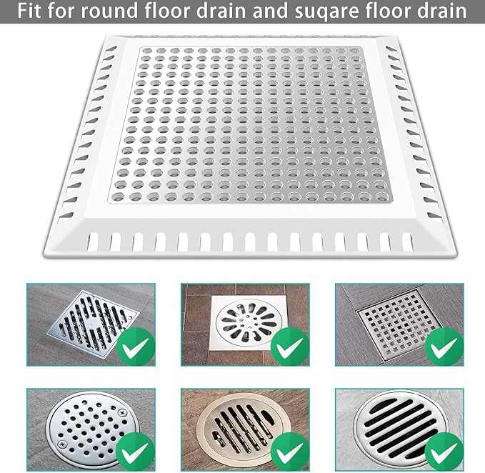 Shower Drain Hair Catcher/Drain Strainer/Shower Drain Cover for Bathroom Floor Drain, Stainless Steel and Silicone (Patented Product)