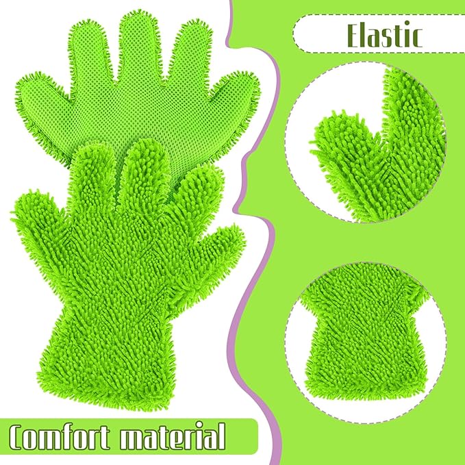 Ferraycle 2 Packs Car Wash Mitt 5 Finger Microfiber Wash Mitts Auto Car Dusting Gloves Double Sided Cleaning Gloves for Kitchen Home(Blue and Black)