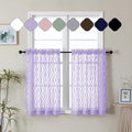 Aiyufeng Lavender Sheer Curtains Tiers 36 Inch Length, Light Filtering Soft Airy Wavy Line Jacquard Textured Short Curtain for Bedroom Bathroom Basement, Dual Rod Pocket, 2 Panels, 40" Wx36 L Inch