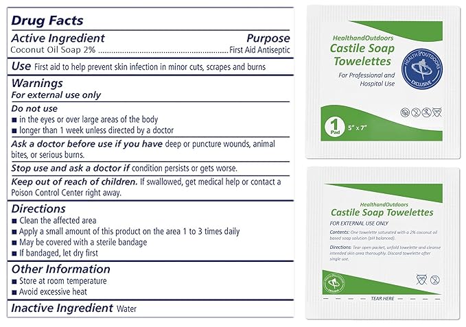 HAO Castile Soap Cleansing Towelettes 125 Count Refreshing Scented Wipes White 125 Count (Pack of 1) HAO-CST-125