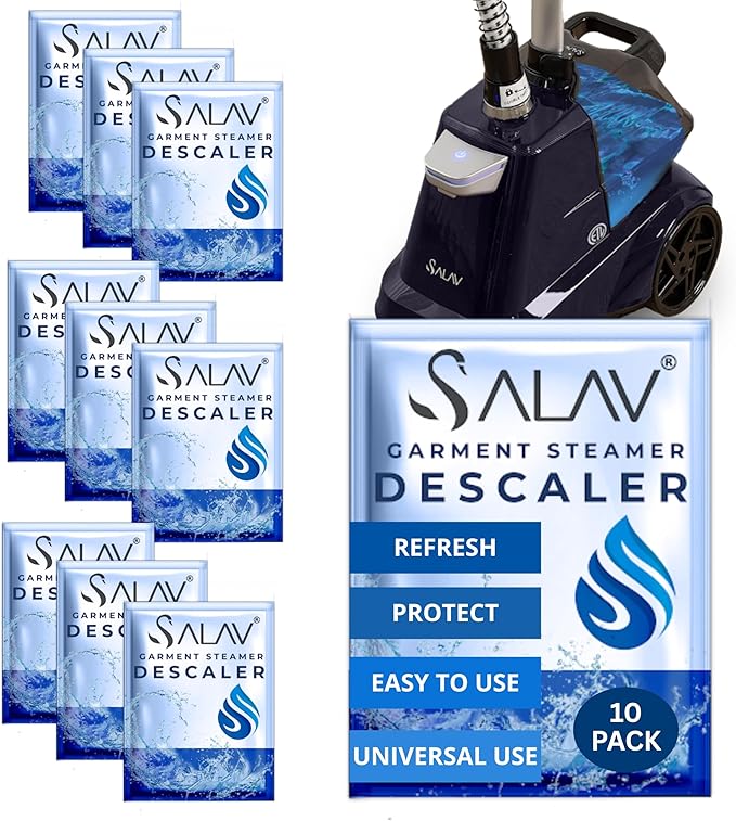 Garment Steamer Descaling Solution Decalcifier Packets for Mineral Deposits and Build-up Removal, Maintenance for Clothes, Works with all Garment Steamer Brands, Cleans Build Up, 10 packs
