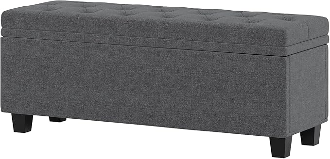 Maupvit Ottoman with Storage, Ottoman Bench with Lift Top, Upholstered Storage Bench with Hinged Lid, Bedroom Bench with Seating, Foot Rest Stool (Darkgray)
