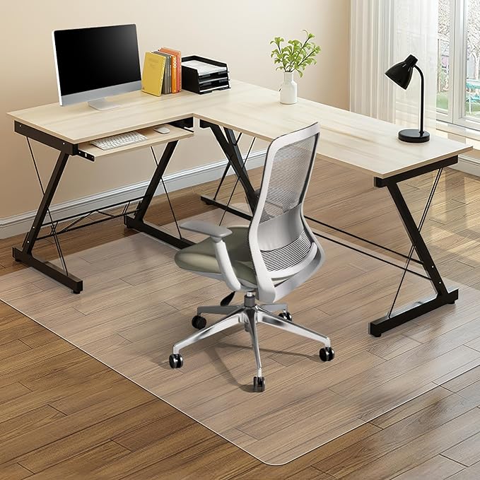 Vicwe Office Chair Mat for Hardwood Floor, 63" x 51" Large Office Chair Mat,Computer Chair Mat for Hardwood, Easy Glide for Chairs, Multi-Purpose Floor Protector Desk Chair Mat for Home Office