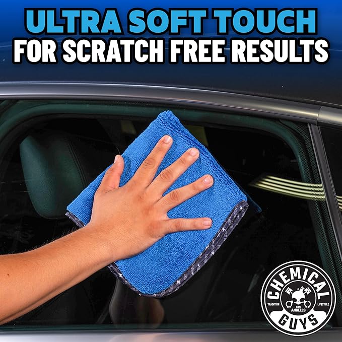Chemical Guys MIC110024 Professional Grade Premium Microfiber Towels, Blue (16 Inch x 16 Inch) (Pack of 24) - Safe for Car Wash, Home Cleaning & Pet Drying Cloths