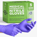 SafeWay Nitrile Disposable Gloves — Multi-Purpose Powder-Free, Non-Latex, Medical Use, and Textured Fingertips for Food Prep, Cleaning, Tattoo, Nursing, Lab, Examination, & More — (6000 pcs, Small)