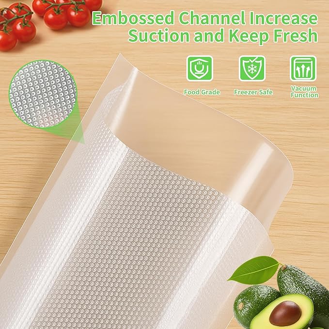 MakMeFre 150 Count Vacuum Sealer Bags 50 of Each Size 50 Pint 6"X10",50 Quart 8"X12"and 50 Gallon11"X16" BPA Free Sous Vide Seal a Meal Vaccume Seal Pre-Cut Combo Pack Bag