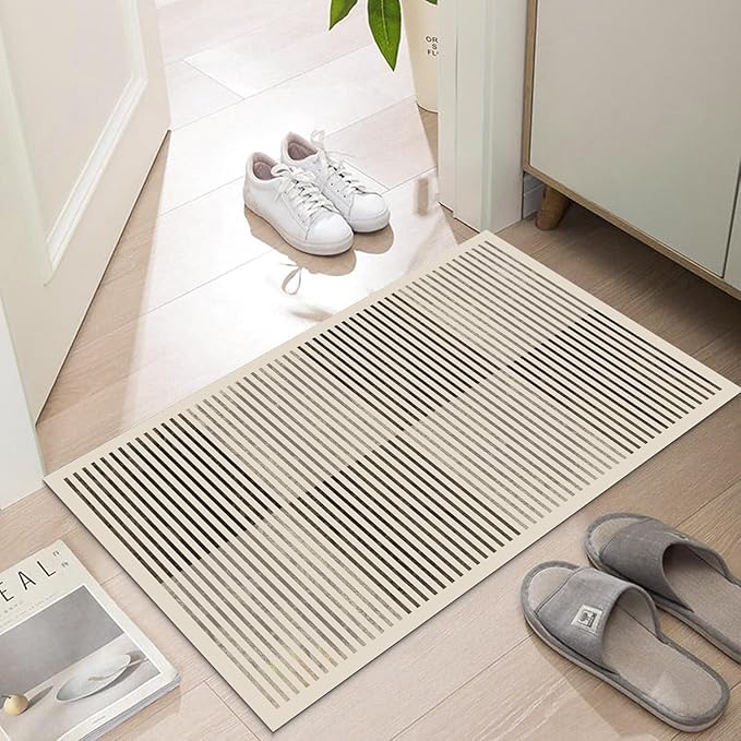 Ultra Thin Door Mat Indoor Entrance, 1/10 in Thin Door Mats for Inside Entry, Non-Slip Rubber Backing Washable Doormat, Fade Resistant, Absorbent, Low Profile Dirt Trapper, 30"X17"