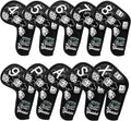 Golf Iron Covers Lucky 777 Golf Iron Headcover 10pcs Synthetic Leather Golf Clubs Iron Covers for Golf Clubs Head Covers for Irons with Magic Tape Fit All Brands