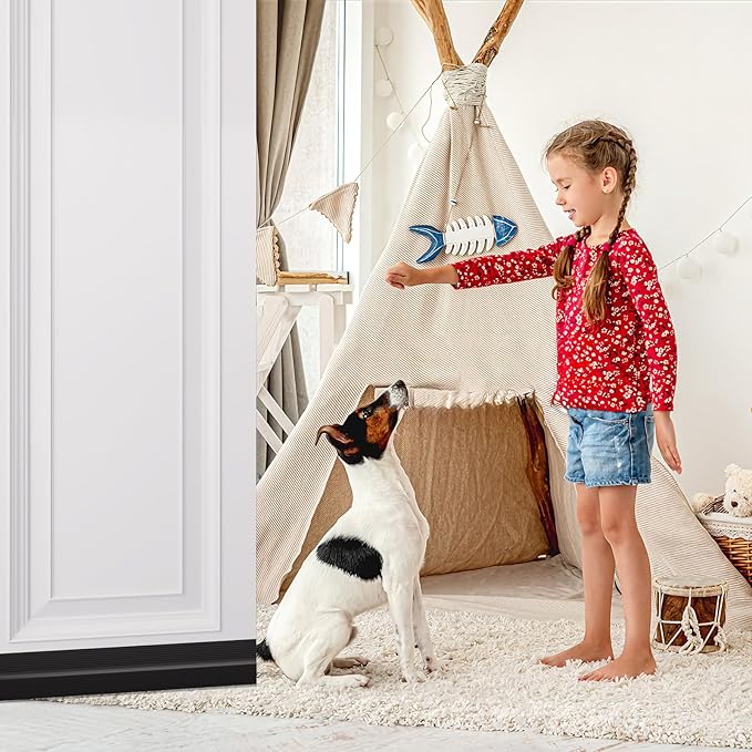 Door Draft Stopper,Door Sweep for Bottom of Door,Weather Stripping Door Seal Draft Guard Blocker Noise Cold Air Insulation Soundproofing for Exterior Interior Home Improvement(Black, 39")