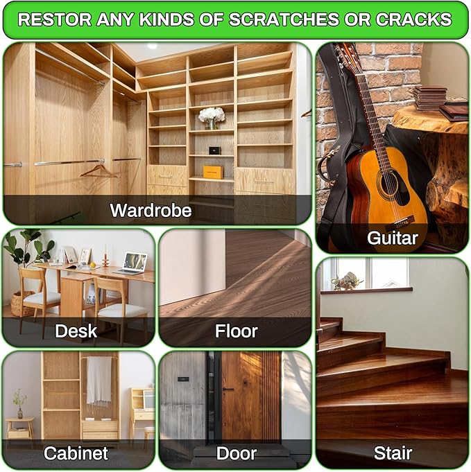 Wood Furniture Repair Kit,24 Colors Wood Fillers,Scratch Repair Covers & Removers for Repairing Scratches,Cracks,Dings and Holes in Cabinets, Cut Panels(Brown Series)