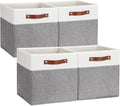 DULLEMELO Storage Cubes 12 inch, Collapsible Sturdy Cube Storage Bins With Handles for Organizing,Fabric Storage Baskets for Shelves Nursery Closet Home Organization and Storage (White&Grey-4 Pack)