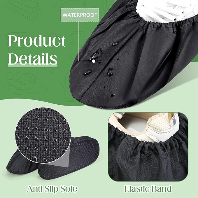 Frienda 8 Pairs Non Slip Reusable Shoe Covers Waterproof Boot Covers for Household Carpet Floor Protection Machine Washable (X-Large)