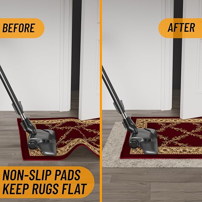 Ottomanson 2'7" x 12' Non-Slip Rug Pad Gripper 1/12 Inch Ultra Thin Dual Surface Felt + Rubber Gripper - Safe for All Floors, Cream