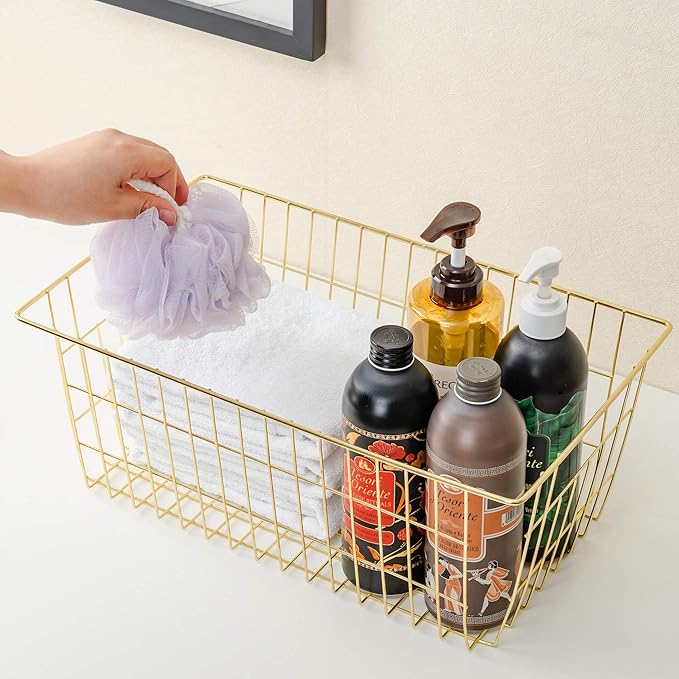 SANNO Wire Baskets Storage Baskets, Freezer Bakets Pantry Baskets Kitchen Organizing Basket Set, Great for Home, Bathroom, Tables Countertops, Office