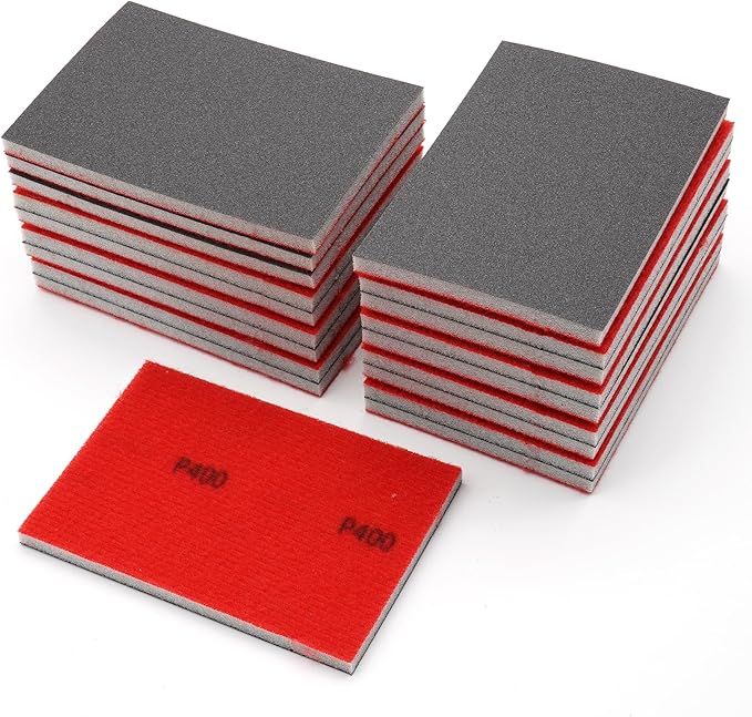 20 Pack 400 Grit Sanding Sponge, 3 x 4 Inch Soft Foam Sanding Block Wet Dry Sanding Pads, Washable Sandpaper Sponge Drywall Sand Block for Wood, Metal, Furniture Polishing (400 Grit)