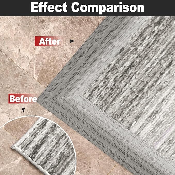 3.3Ft Carpet Floor Transition Strip, Self Adhesive Floor Edging Trim Strip, PVC Threshold Cover for Doorway, Floor Divider Strip Suitable for Threshold Height Less Than 5 mm - Gray Forest