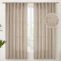 YoungsTex Dark Oatmeal Curtains 63 Inches Long for Living Room Window, Linen Semi Sheer Drapes Light Filtering with Rod Pocket Back Tab for Bedroom Farmhouse Rustic Privacy, 2 Panels, 52 X 63 Inch