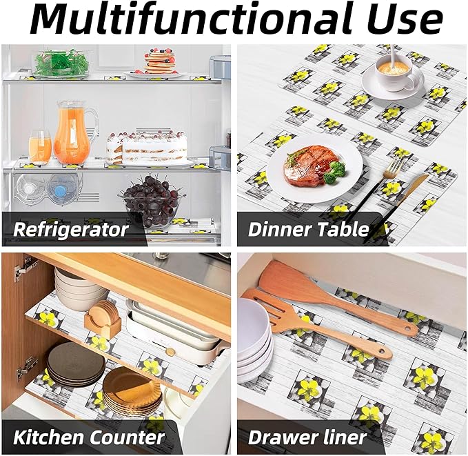 Non Adhesive Shelf Liner 12" W x 240" L Kitchen Drawer Liner Pantry Liner for Shelves Cupboard Liner Kitchen Cabinet Cover Easy to Trim