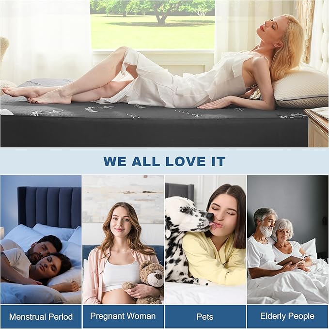 BEDLORE Queen Size Mattress Protector Waterproof, Mattress Pad Fitted 6-18 Inch Deep Pocket, 3D Air Fabric Soft Double Bed Mattress Cover Noiseless Washable for Bedroom, Hotel, Gray