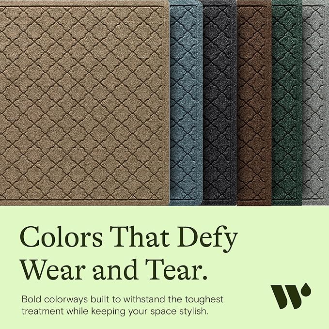 WaterHog Heavy Duty Doorway Mat, 3' x 5', Made in USA, Durable & Skid-Resistant Entryway Mat, Water-Trapping, Indoor/Outdoor Decorative Floor Covering, Cordova Collection, Khaki/Camel