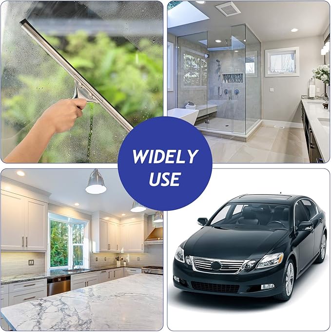 Boao 4 Pieces Replacement Squeegee Rubber 18 Inch Refill Silicone Replacement Rubber Squeegee for Windows, Glass, Shower Doors