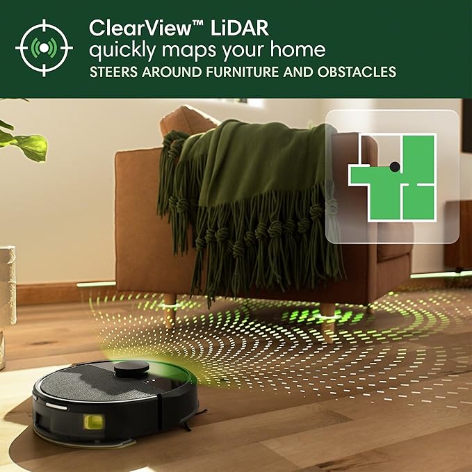 iRobot Roomba 104 2in1 Vacuum & Mop Robot - Self-Empties for 75 Days, Intense Power-Lifting Suction, Vacuums All Floors, Ideal for Pet Hair, LiDAR Smart Navigation Mapping, Mops Hard Floors